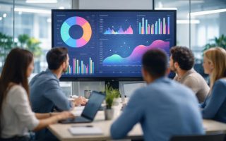 bureau-professionnels-ecran-graphiques-dynamiques