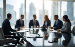 silhouettes-professionnels-table-conference-gratte-ciel