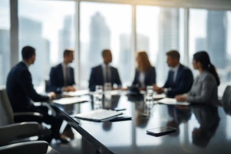 silhouettes-professionnels-table-conference-gratte-ciel