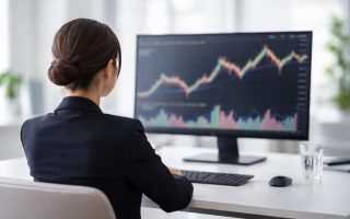 bureau-moderne-graphique-financier-ordinateur