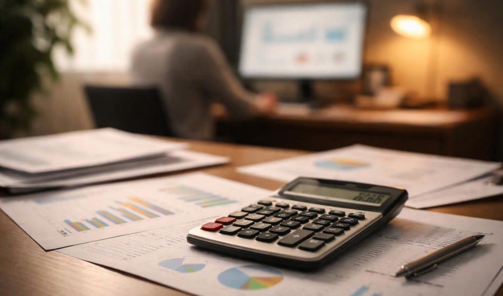 calculatrice-papier-graphiques-personne-ordinateur