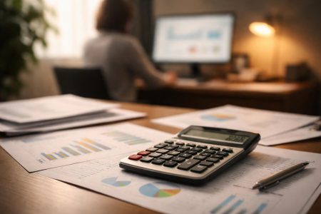 calculatrice-papier-graphiques-personne-ordinateur