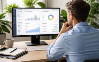 bureau-moderne-ecran-plantes-vertes