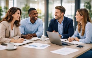 collegues-souriants-table-reunion-bureau