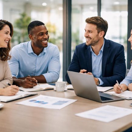 collegues-souriants-table-reunion-bureau