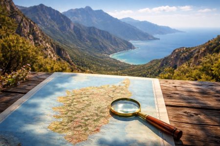 montagnes-mer-corse-loupe-table-bois